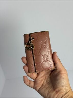 Gucci GG Guccissima Interlocking G Charm Pink Wallet